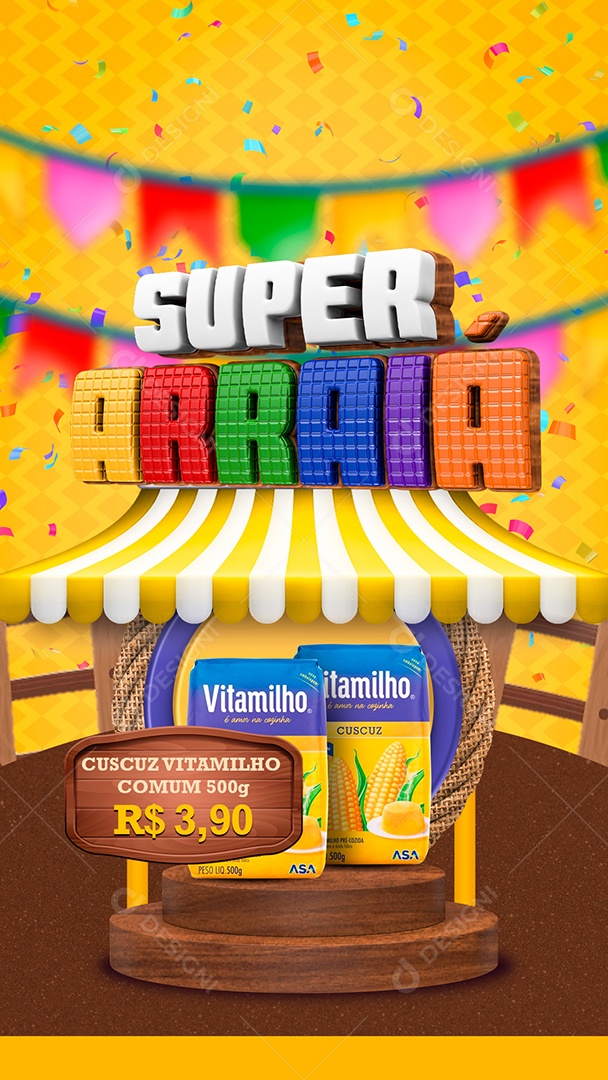 Social Media Story Super Arraiá Cucuz Mitamilho PSD Editável