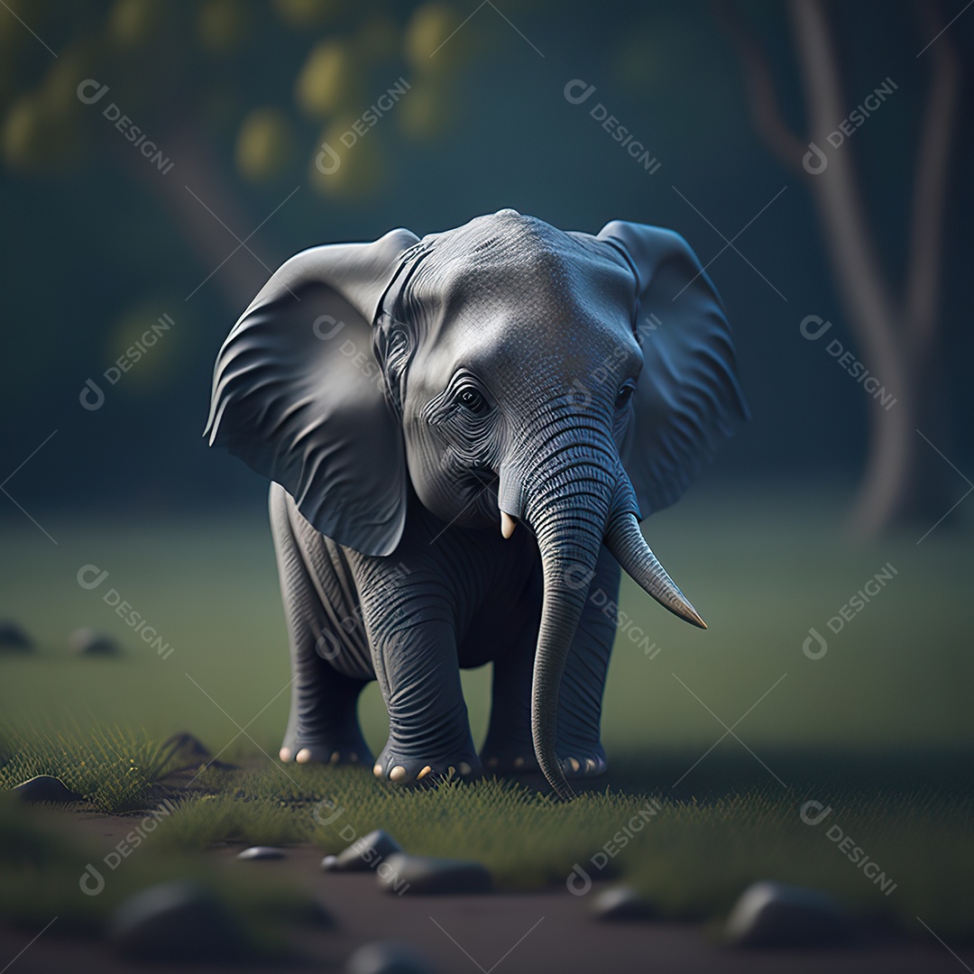 Desenho realista de elefante