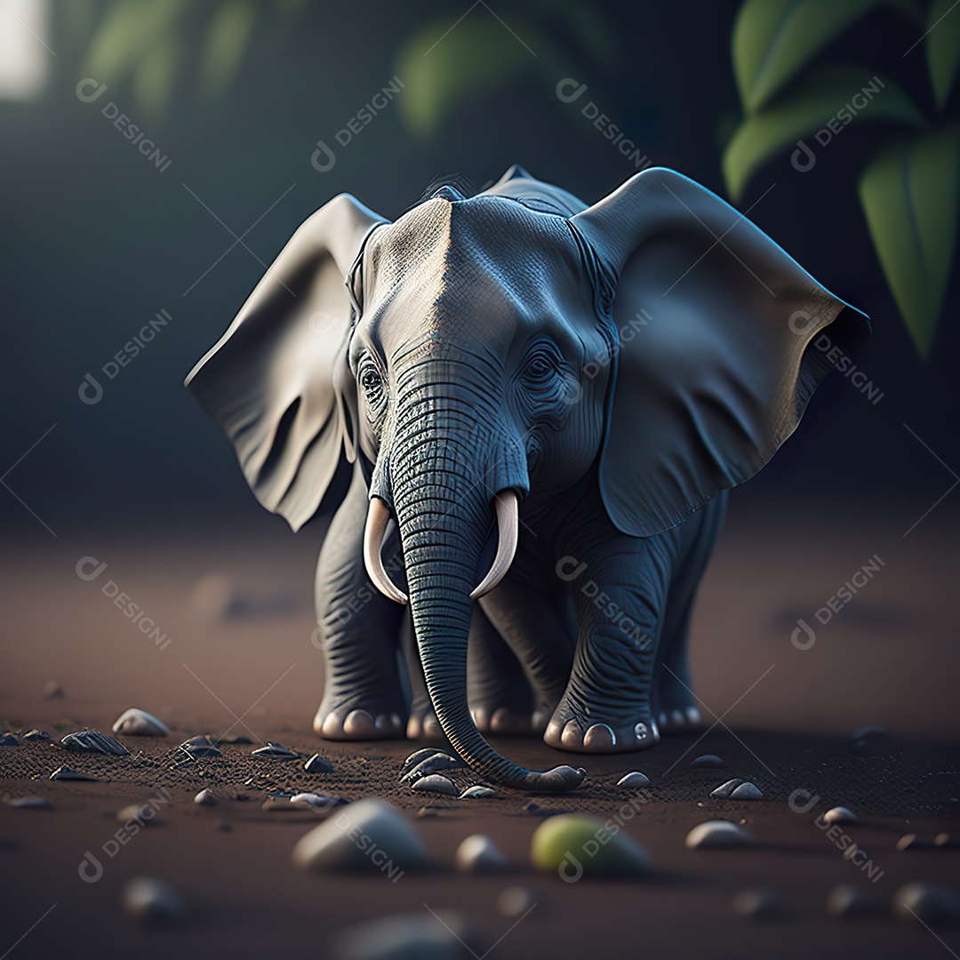 Desenho realista de elefante