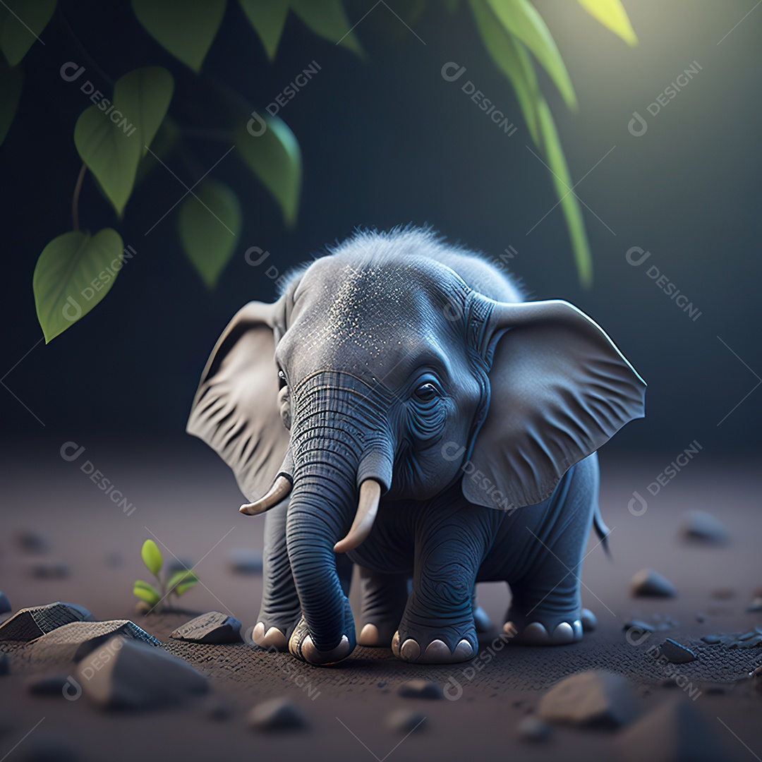 Desenho realista de elefante