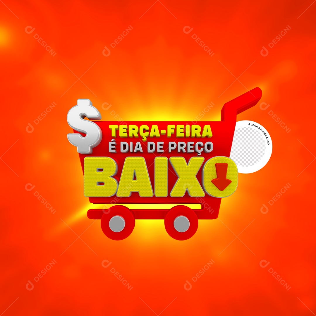 Selo 3D Terça Feira e Dia de Preço Baixo Para Composição PSD