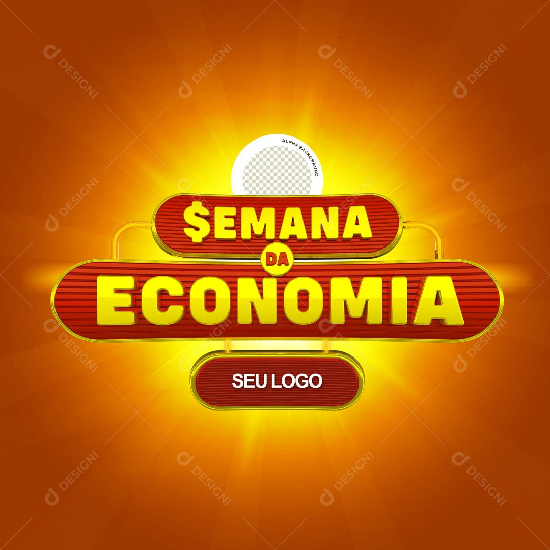 Selo 3D Semana da Economia Para Composição PSD