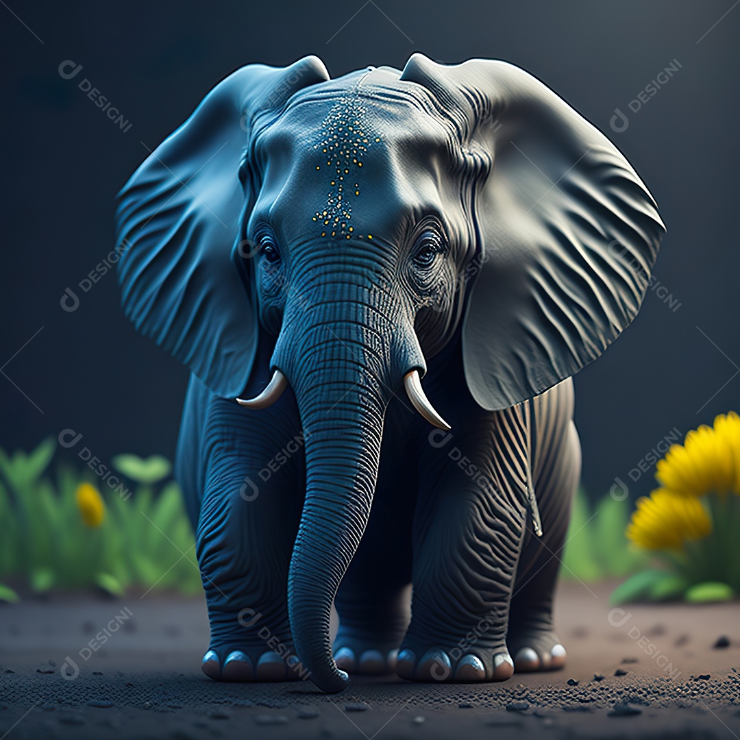 Desenho realista de elefante