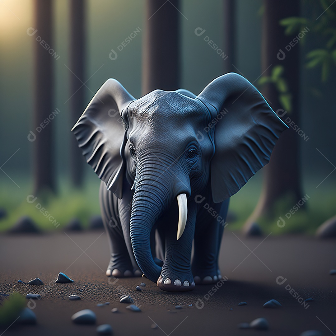 Desenho realista de elefante