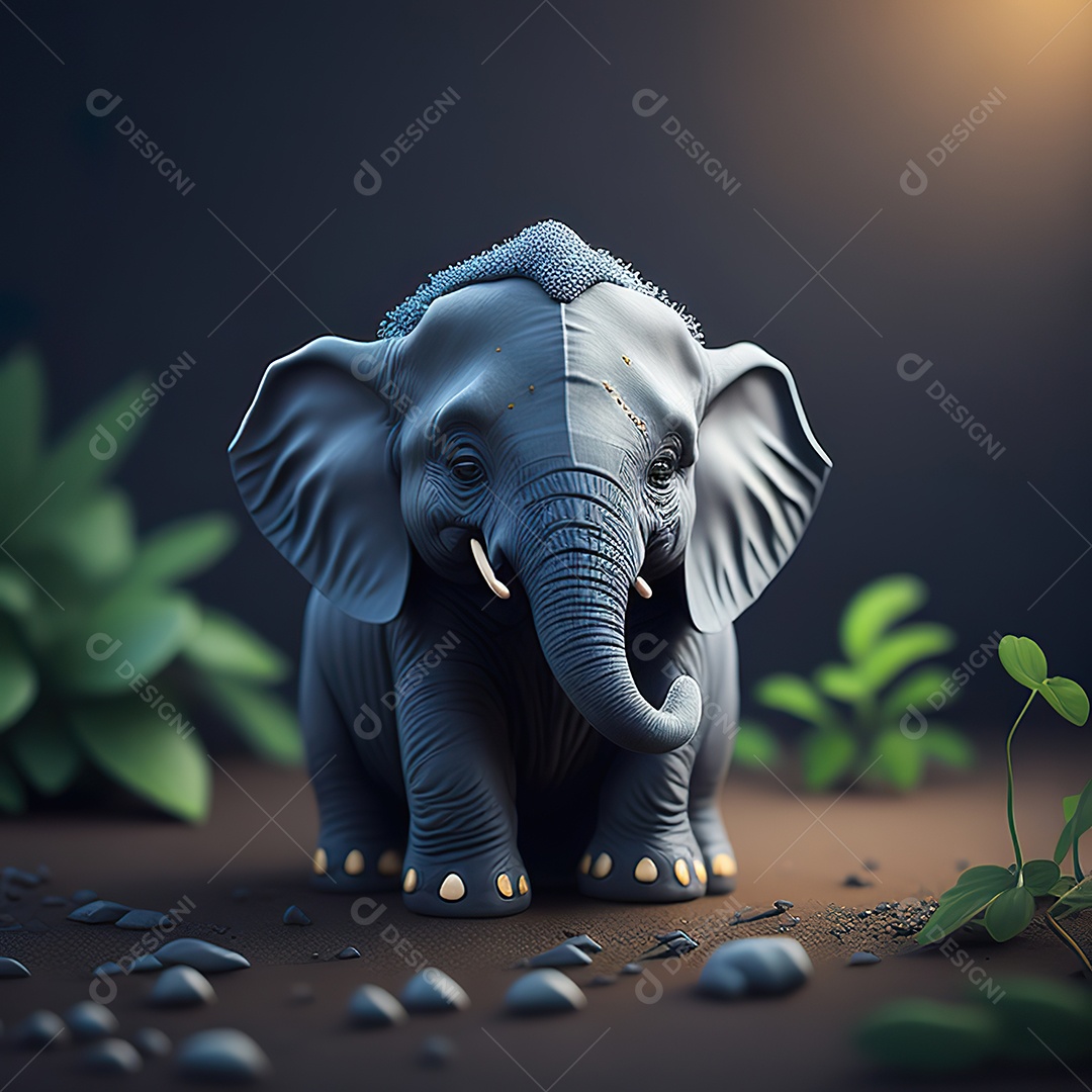 Desenho realista de elefante