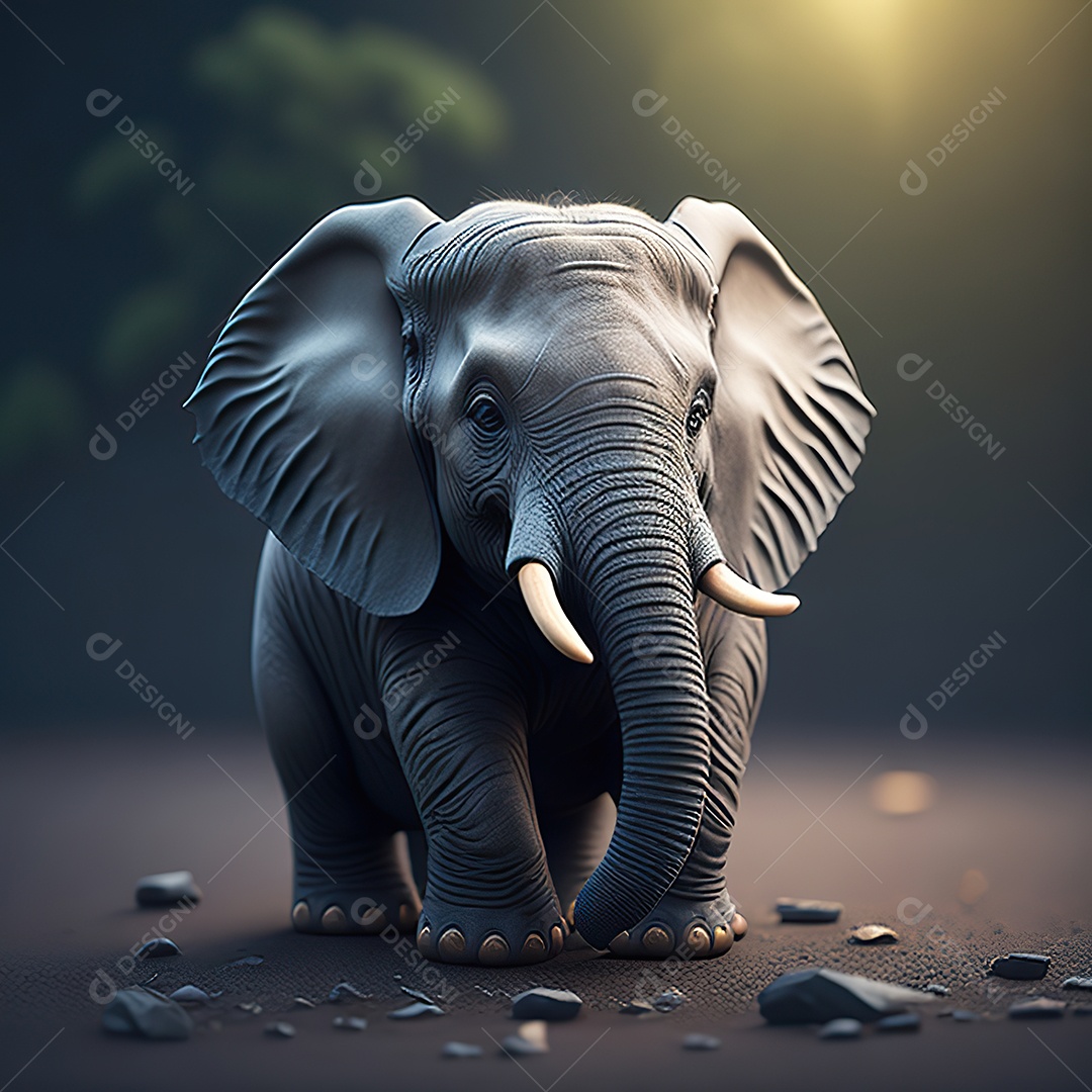 Desenho realista de elefante