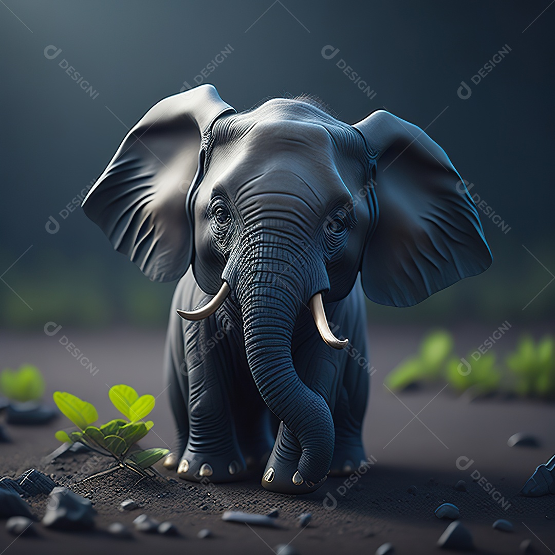 Desenho realista de elefante