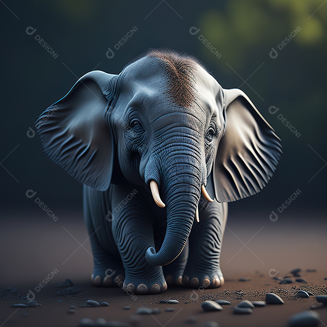 Desenho realista de elefante