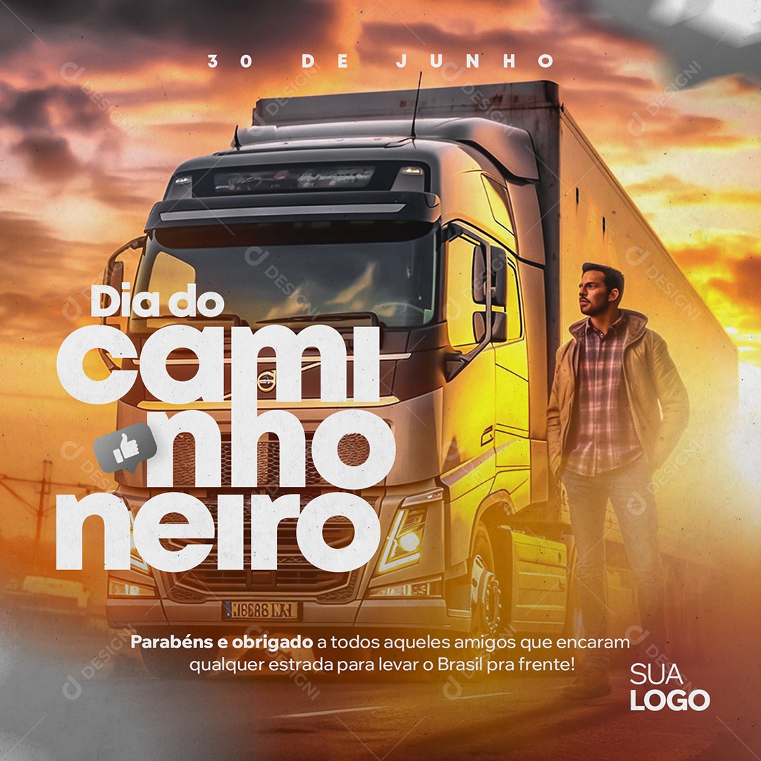 Dia Do Caminhoneiro Encaram Qualquer Estrada Social Media PSD Editável