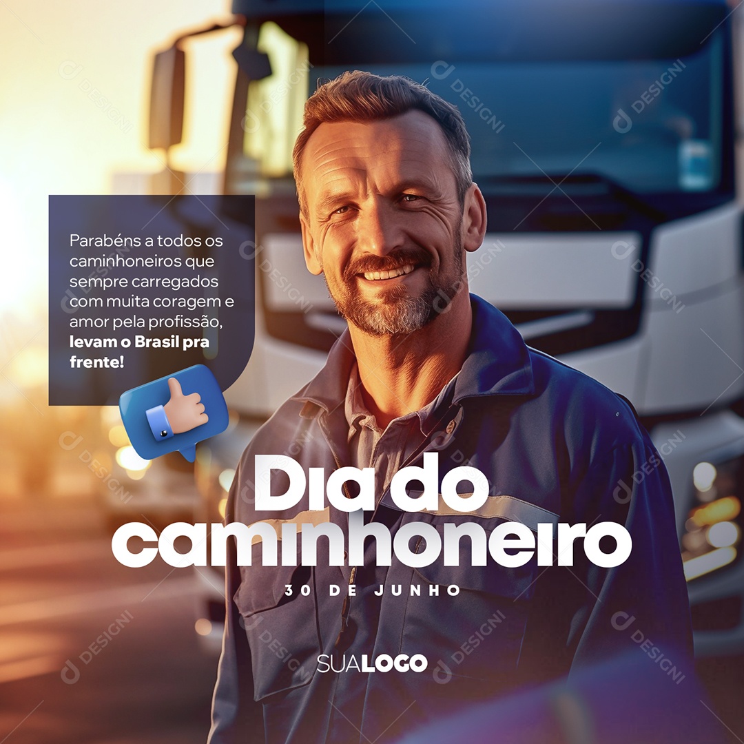 Social Media Dia Do Caminhoneiro 30 De Junho Levam o Brasil Pra Frente PSD Editável