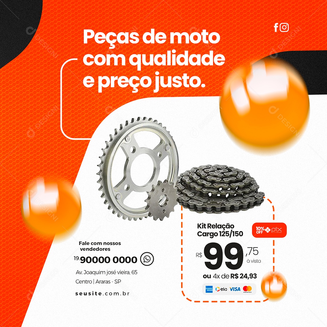 Peças De Moto Com Qualidade E Preço Justo Kit Relação Dia Dos Pais Oficina De Moto Social Media PSD Editável