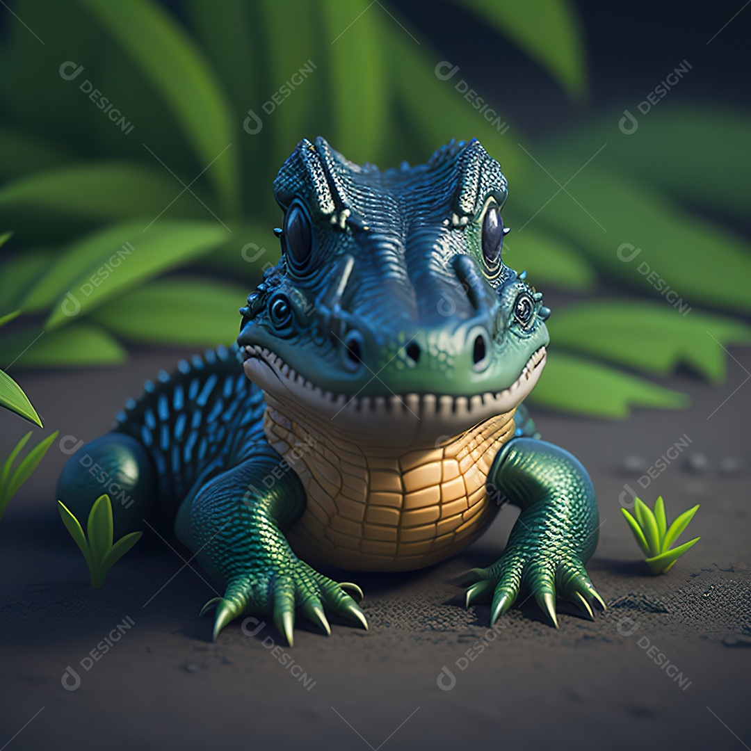 Desenho realista de jacaré