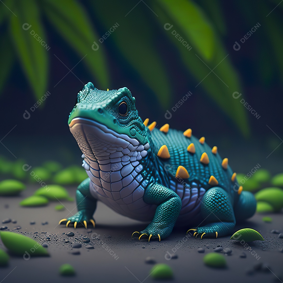 Desenho realista de jacaré