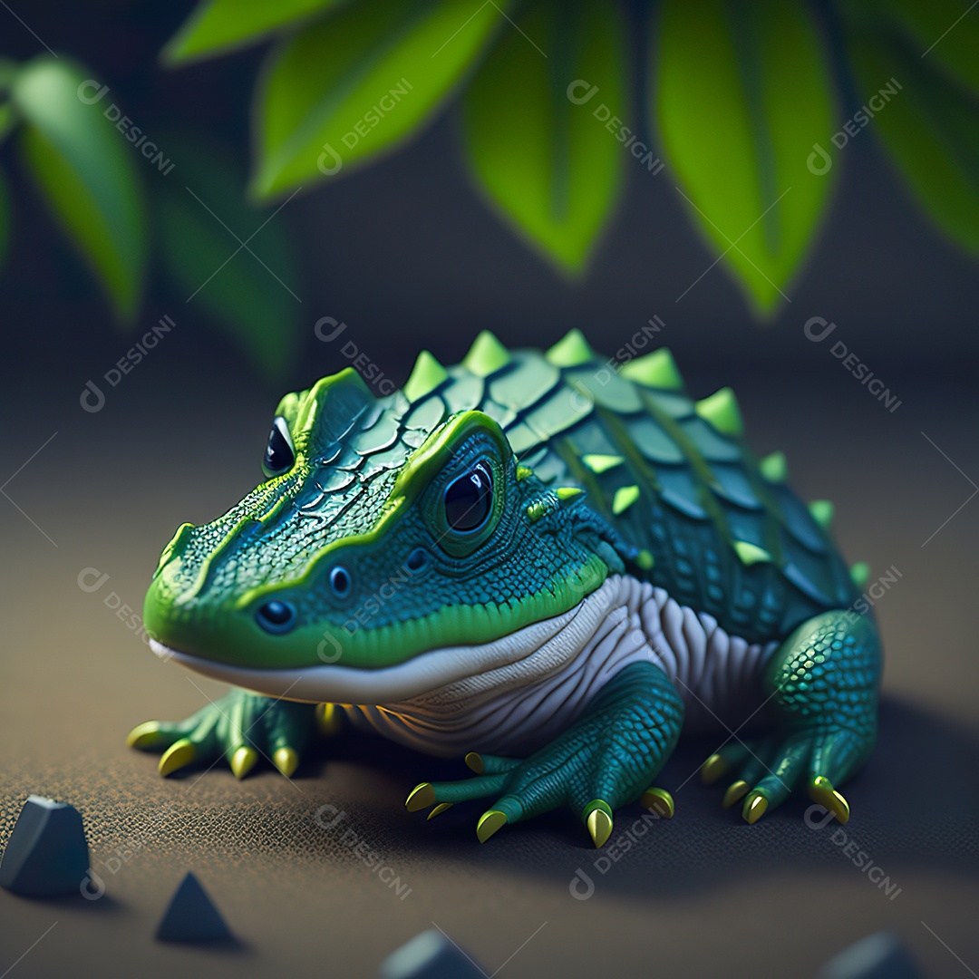 Desenho realista de jacaré