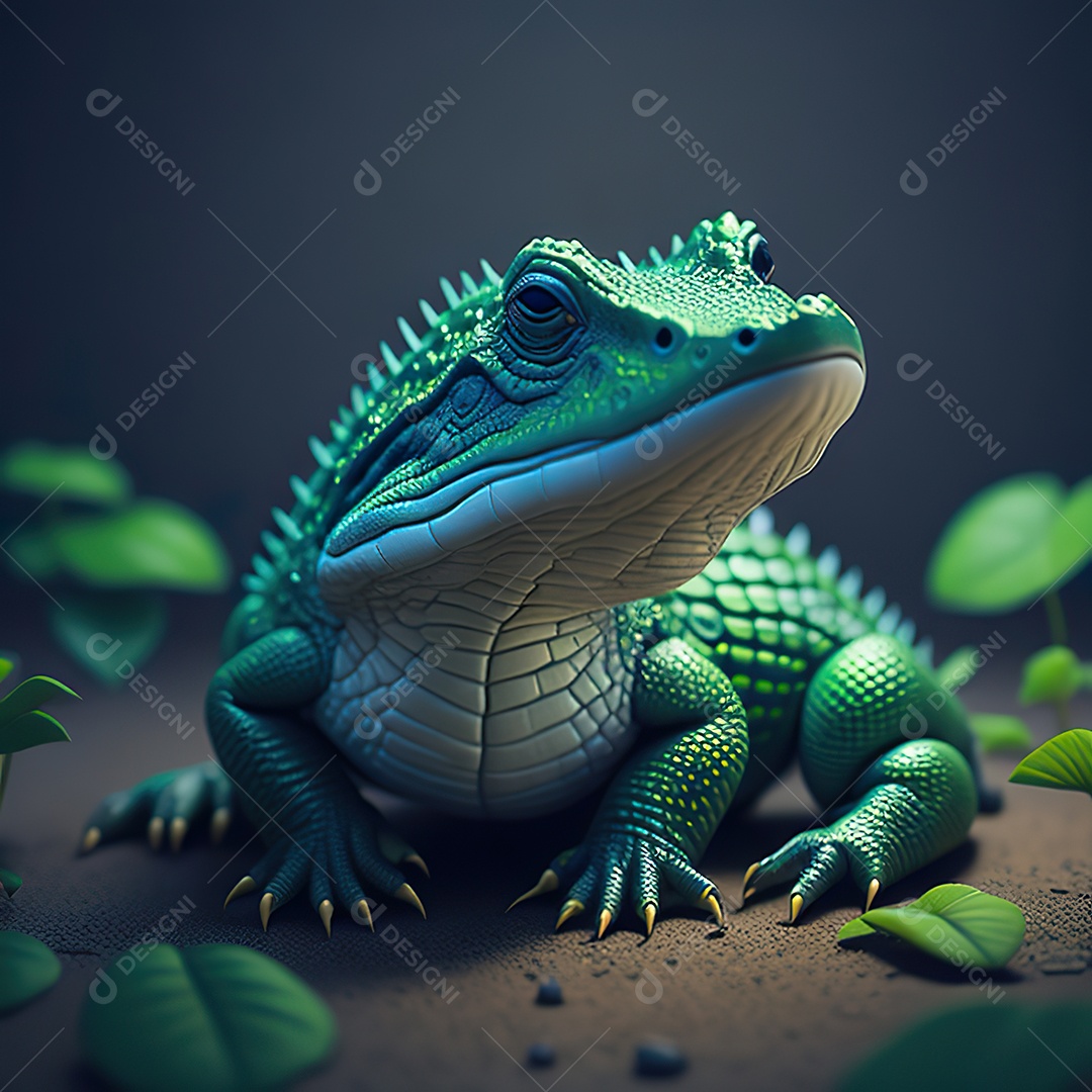 Desenho realista de jacaré