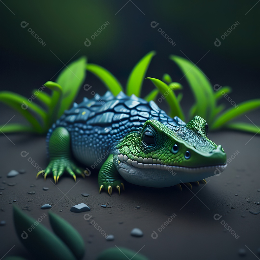 Desenho realista de jacaré