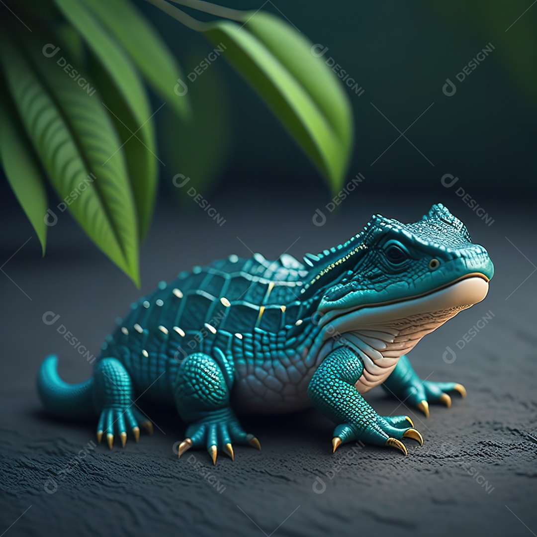 Desenho realista de jacaré