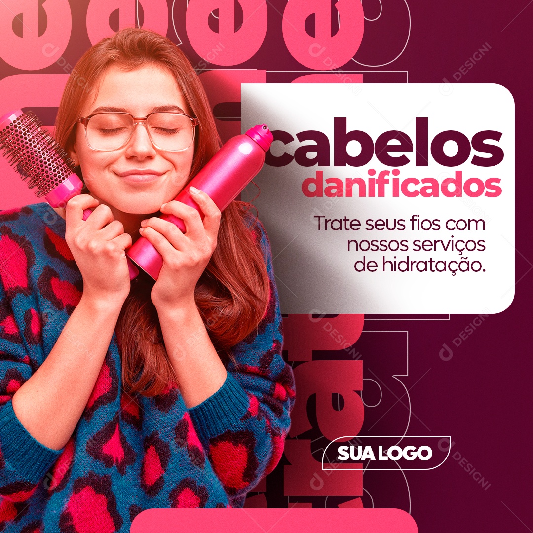 Social Media Cabelos Danificados Salão De Beleza PSD Editável