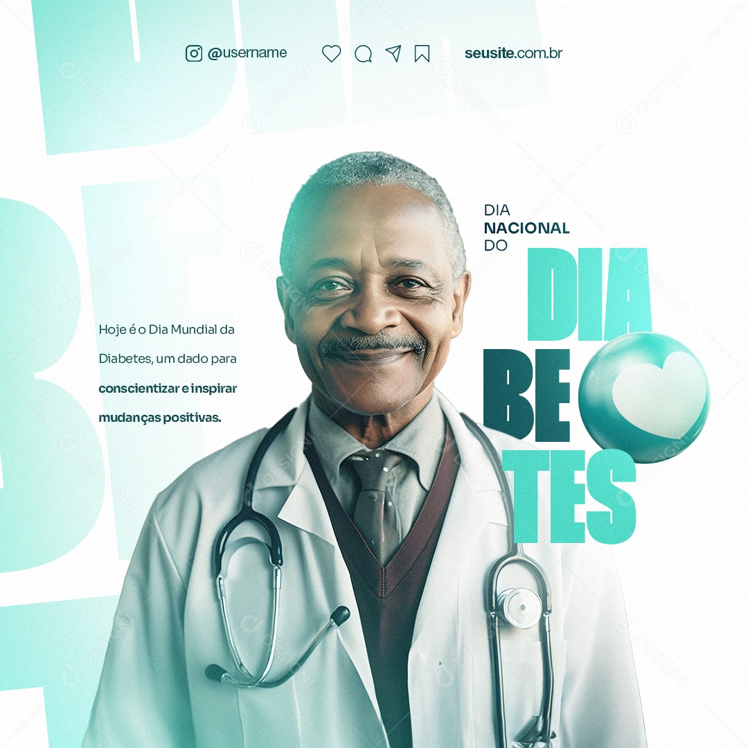 Hoje é o Dia Nacional Da Diabetes 26 De Junho Social Media PSD Editável