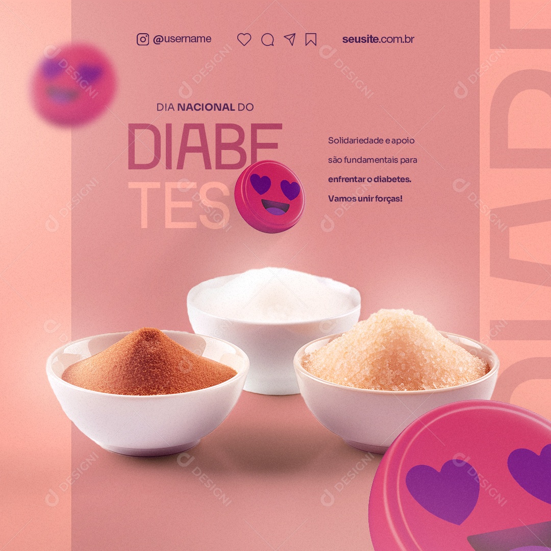 Solidariedade E Apoio Dia Nacional Da Diabetes Social Media PSD Editável