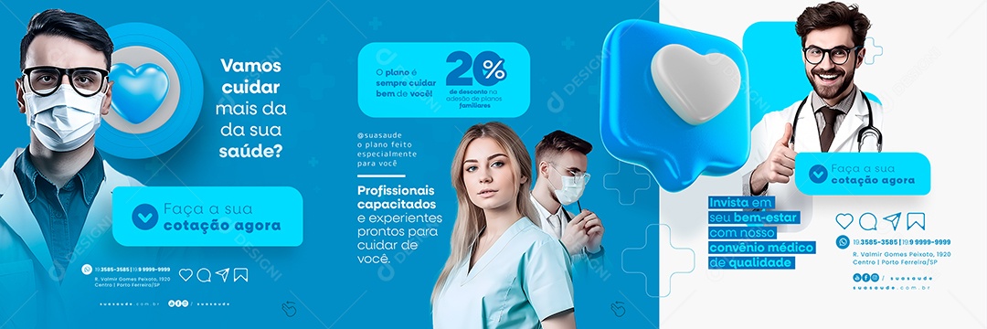 Vamos Cuidar Mais Da Sua Saúde Convênio Médico Carrossel Social Media PSD Editável