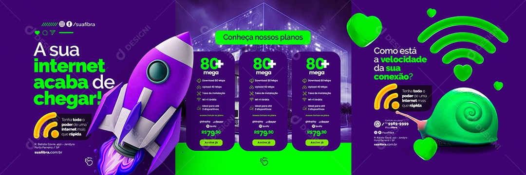 A Sua Internet Acaba De Chegar Provedor De Internet Carrossel Social Media PSD Editável