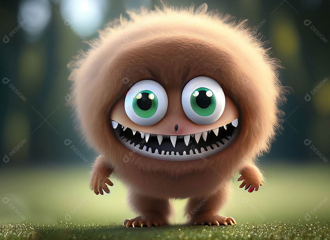 Um bonito e vibrante animal de pelúcia com pelagem colorida e grandes olhos expressivos