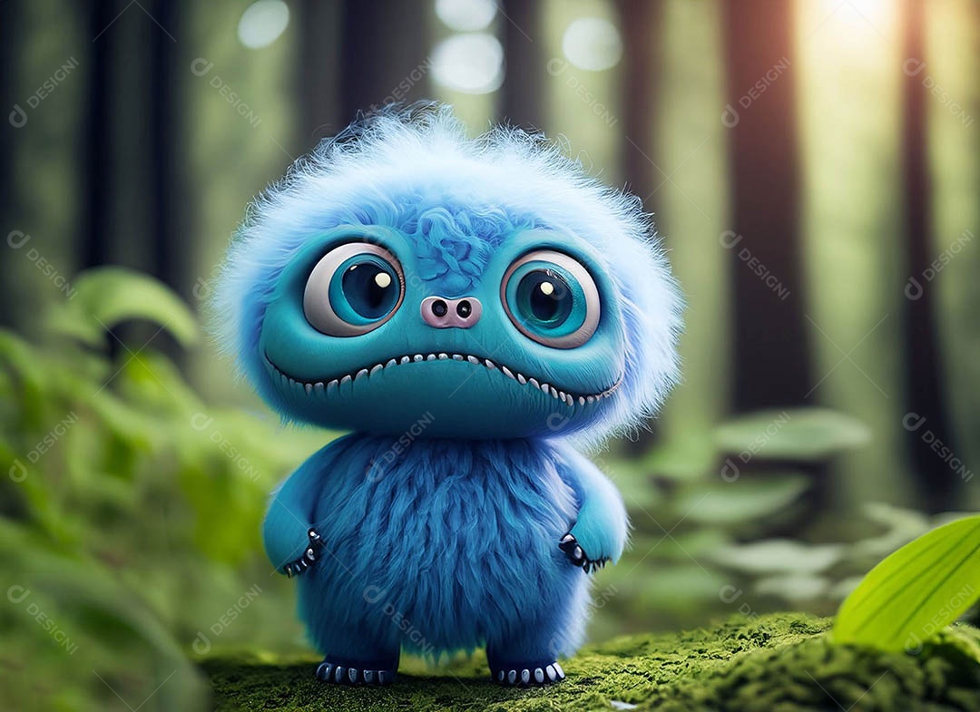 Um bonito e vibrante animal de pelúcia com pelagem colorida e grandes olhos expressivos