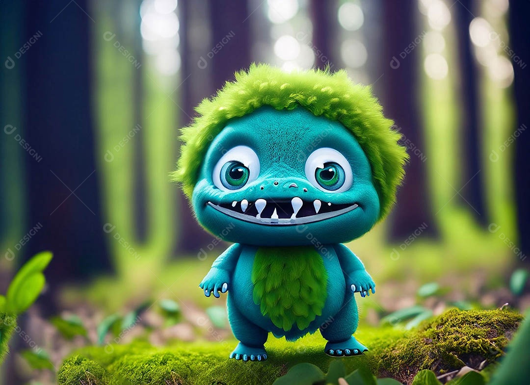 Um bonito e vibrante animal de pelúcia com pelagem colorida e grandes olhos expressivos