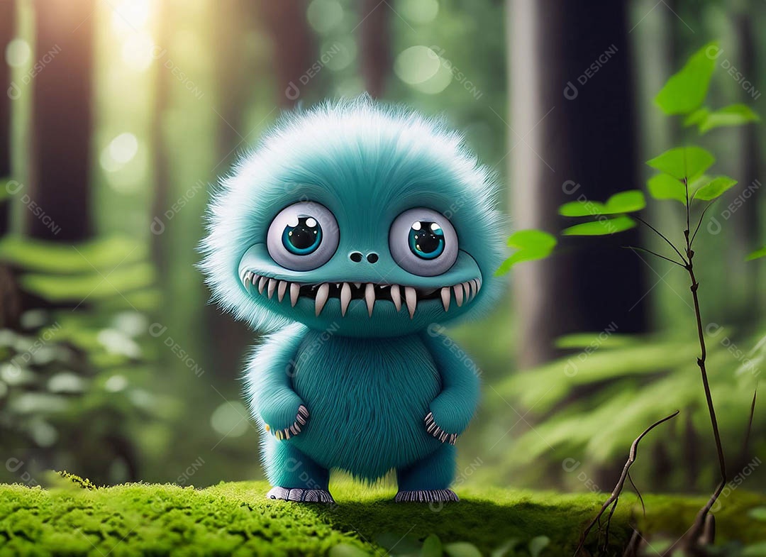 Um bonito e vibrante animal de pelúcia com pelagem colorida e grandes olhos expressivos