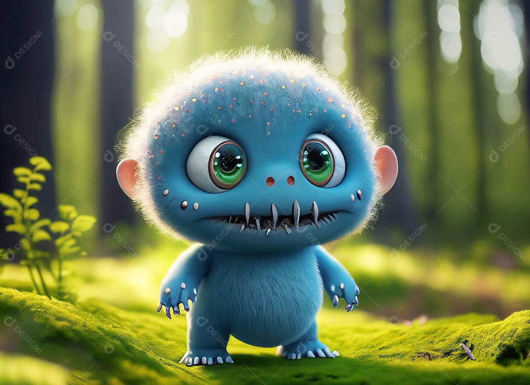 Um bonito e vibrante animal de pelúcia com pelagem colorida e grandes olhos expressivos