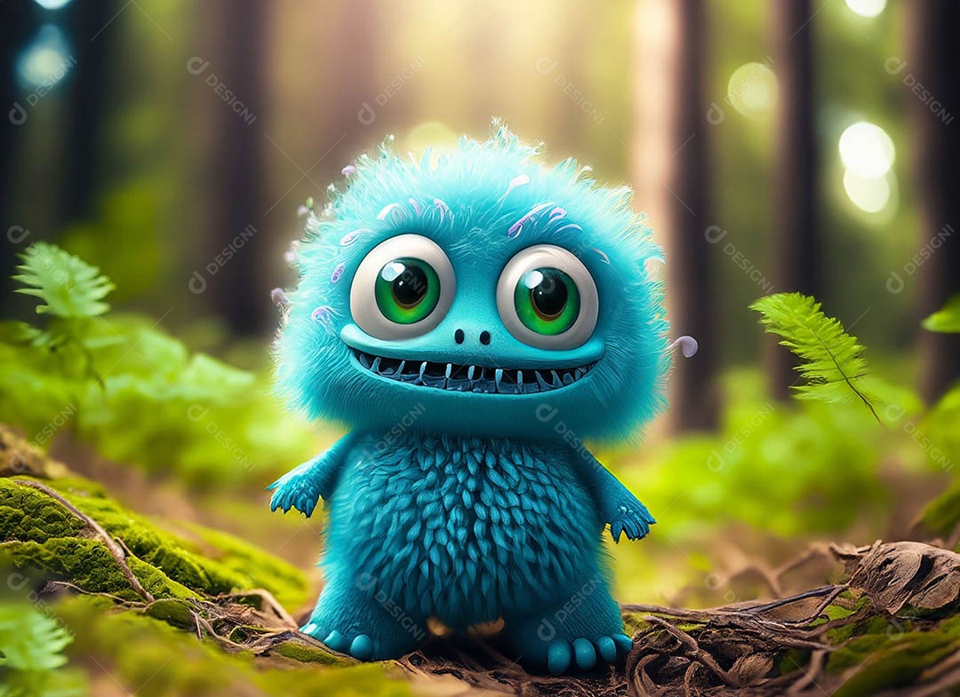 Um bonito e vibrante animal de pelúcia com pelagem colorida e grandes olhos expressivos