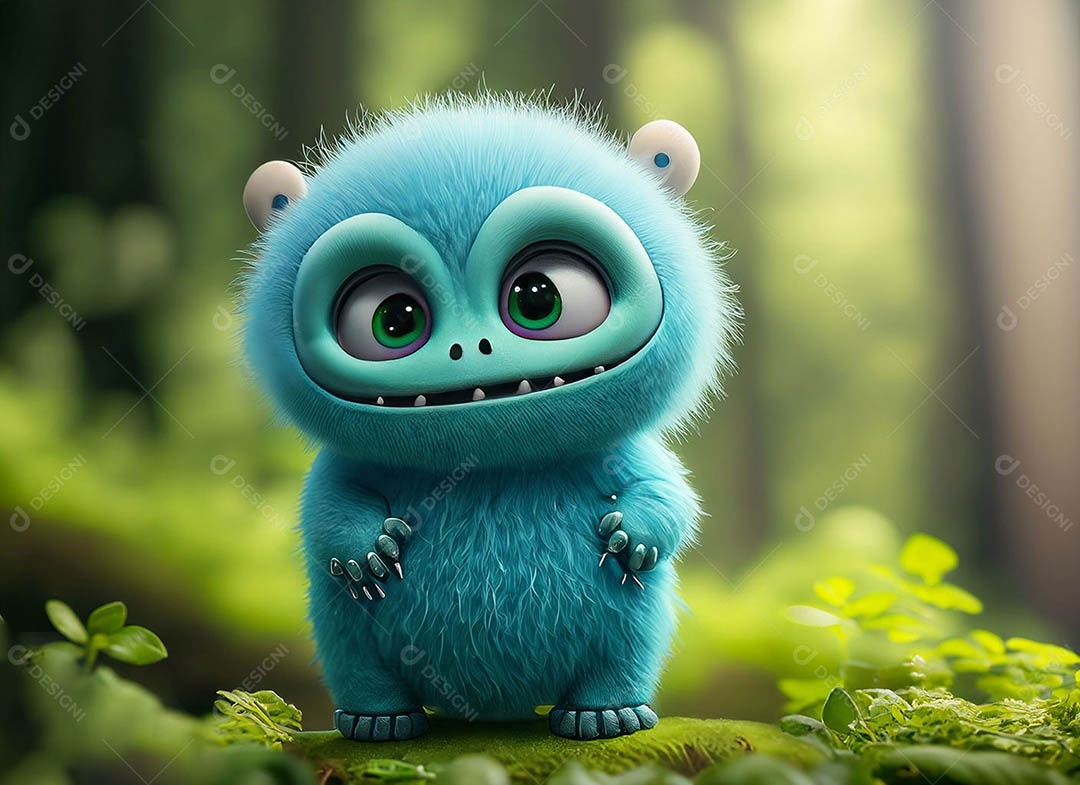 Um bonito e vibrante animal de pelúcia com pelagem colorida e grandes olhos expressivos