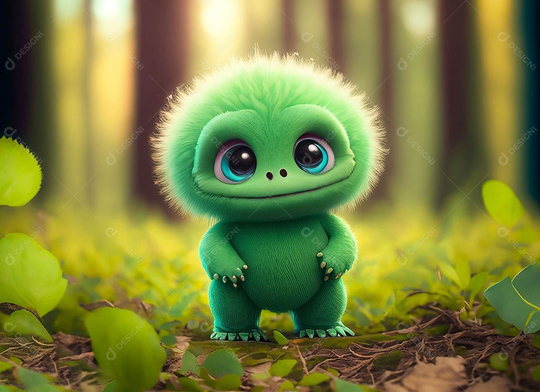 Um bonito e vibrante animal de pelúcia com pelagem colorida e grandes olhos expressivos