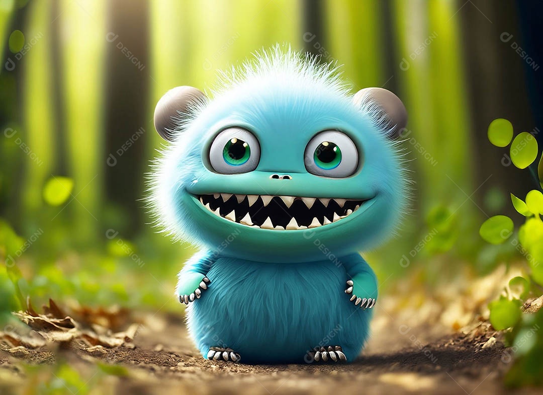 Um bonito e vibrante animal de pelúcia com pelagem colorida e grandes olhos expressivos