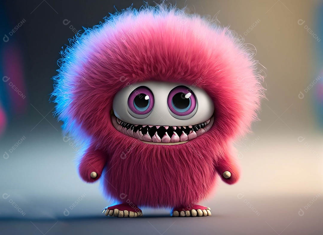 Um bonito e vibrante animal de pelúcia com pelagem colorida e grandes olhos expressivos