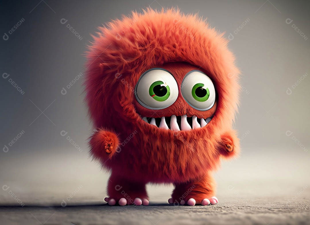 Um bonito e vibrante animal de pelúcia com pelagem colorida e grandes olhos expressivos