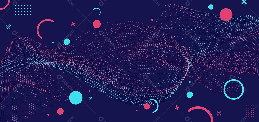 Background Círculos e Ondas Forma Abstrata Vetor EPS