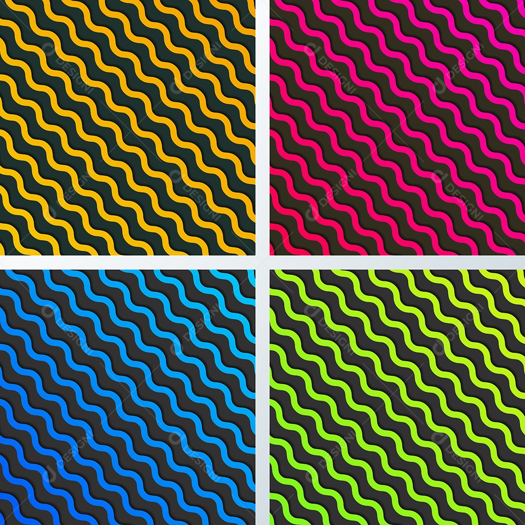 Conjunto de Linhas Abstratas de Ondas Diagonais Vetor EPS