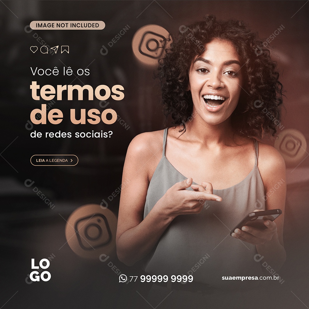 Você Lê os Termos de Uso de Redes Sociais Social Media PSD Editável