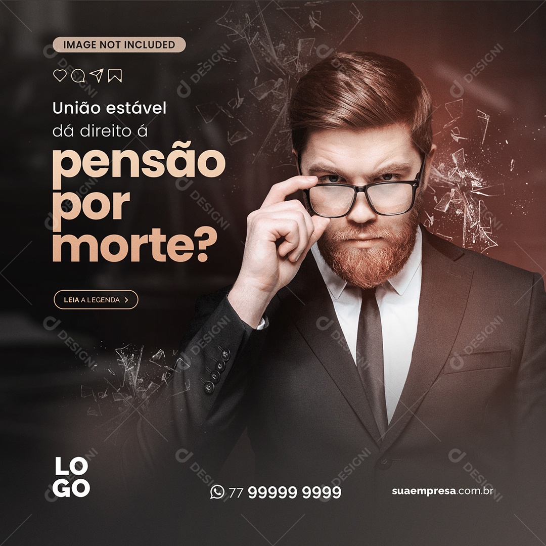 União Estável da Direito a Pensão Morte Social Media PSD Editável
