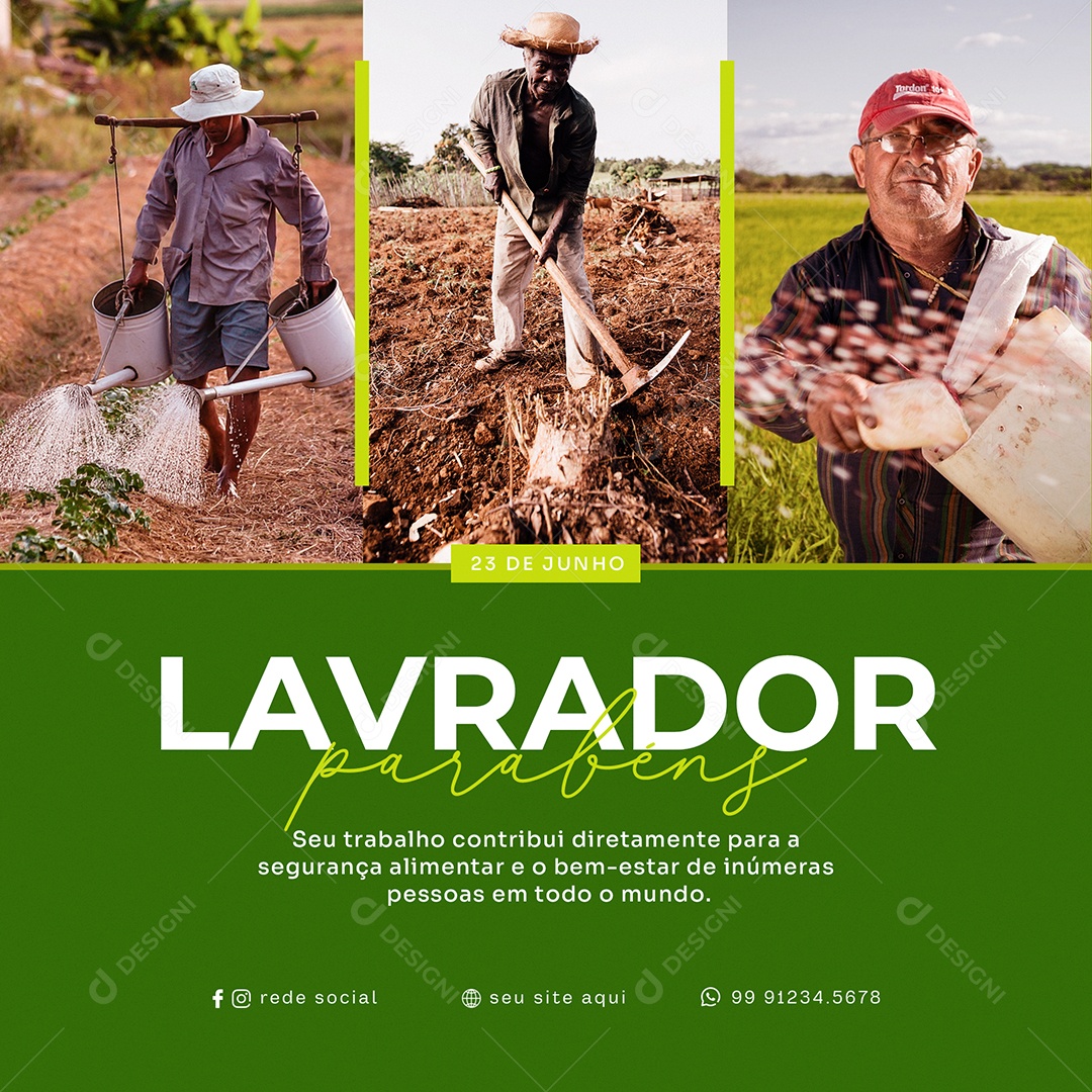 Segurança Alimentar Parabéns Lavrador 23 de Junho Social Media PSD Editável