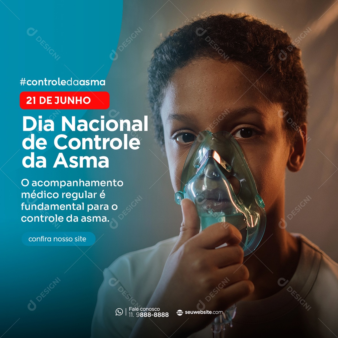 Social Media Dia Nacional De Controle Da Asma 21 De Junho PSD Editável