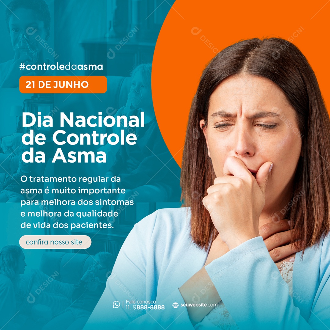 Dia Nacional De Controle Da Asma 21 De Junho Social Media PSD Editável