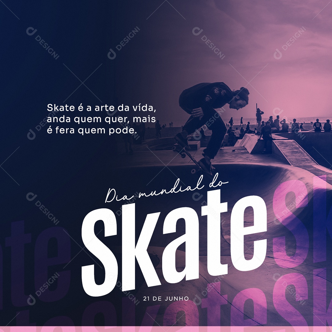 Social Media Dia Mundial Do Skate 21 De Junho Arte Da Vida PSD Editável
