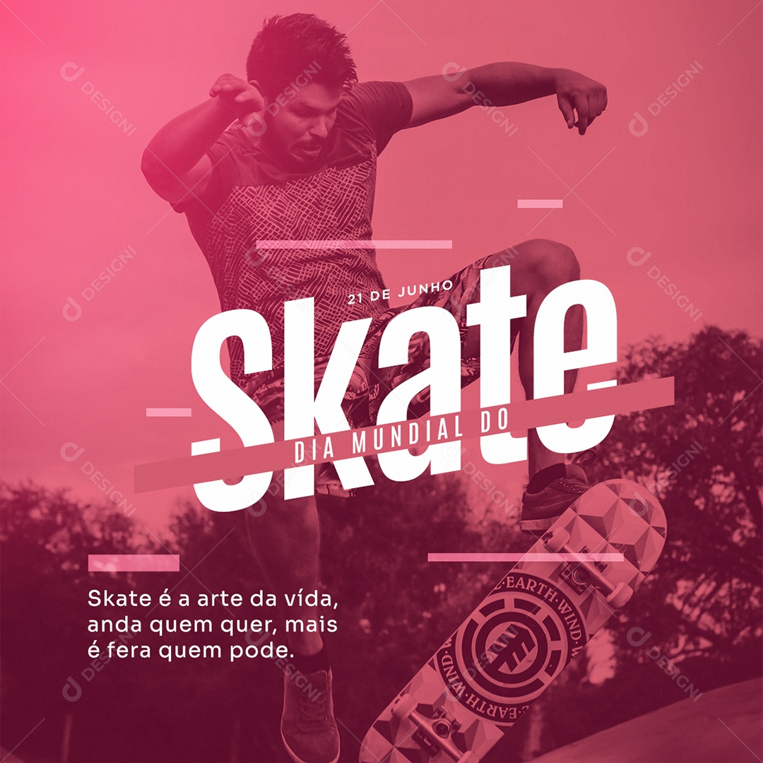 Social Media Dia Mundial Do Skate 21 De Junho PSD Editável