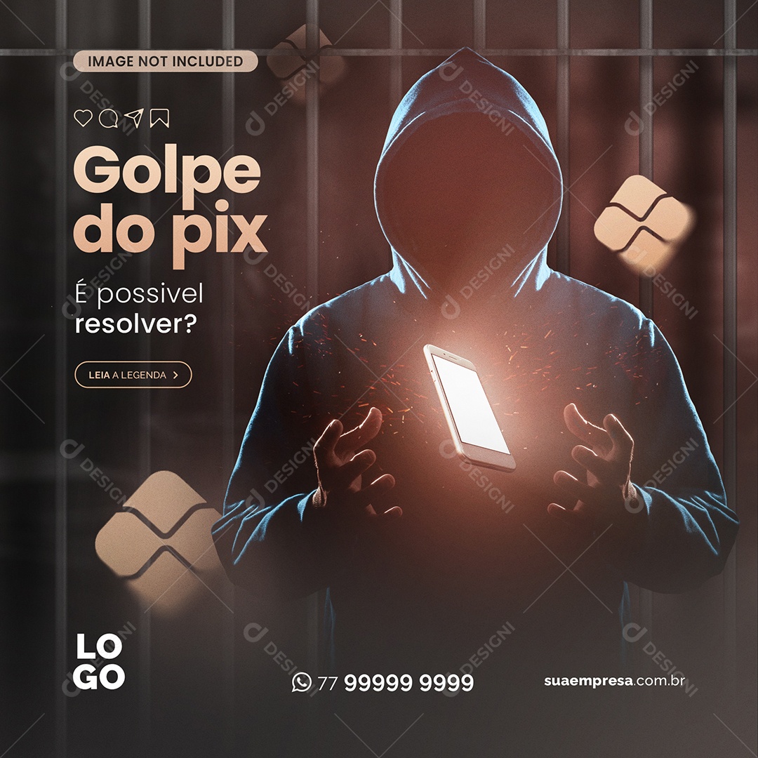 Golpe do Pix e Possível Resolver Social Media PSD Editável