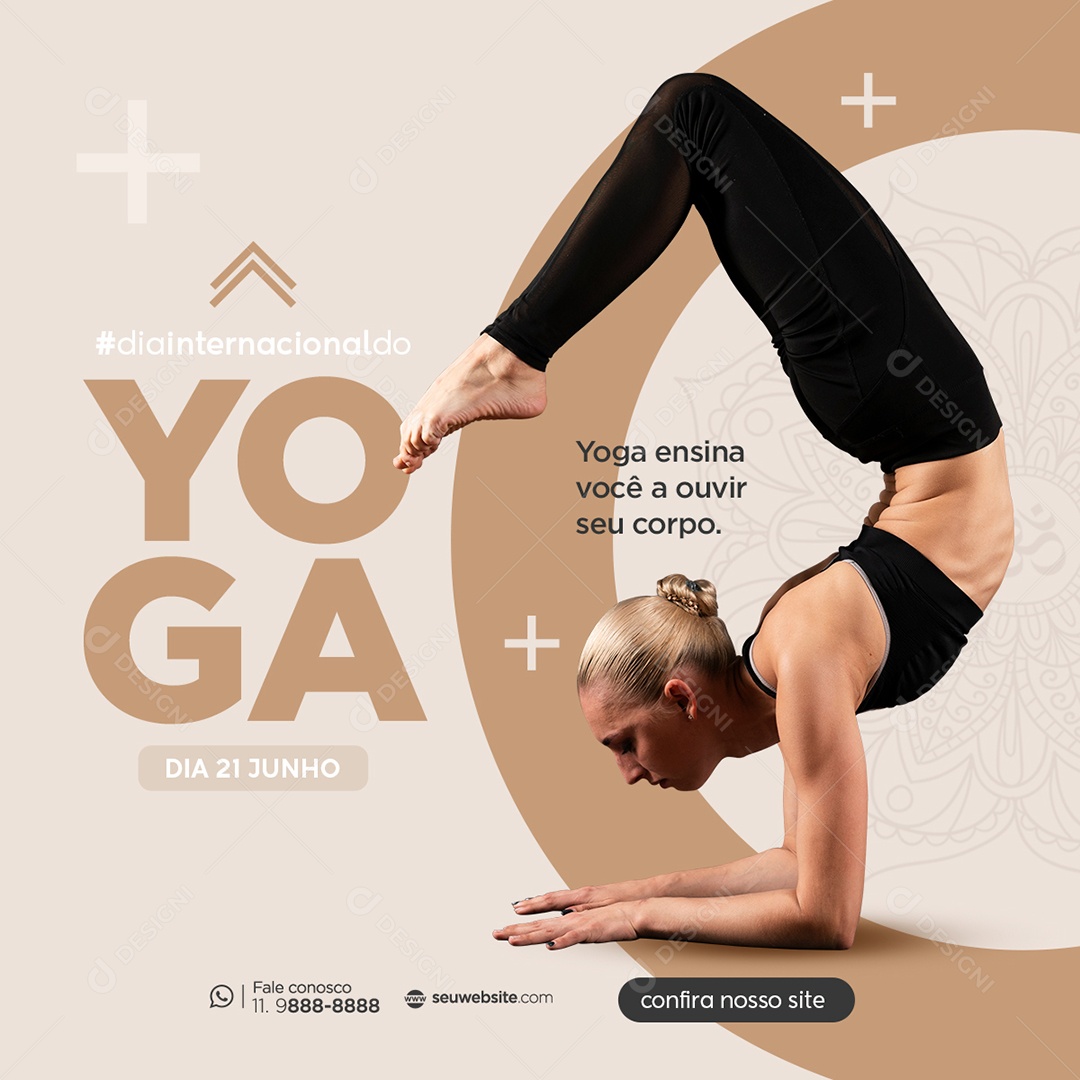 Social Media Ensina Você a Ouvir Seu Corpo Dia Internacional Do Yoga PSD Editável