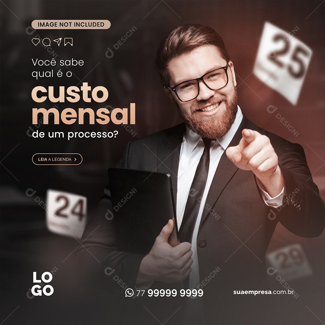 Custo Mensal de Um Processo Social Media PSD Editável