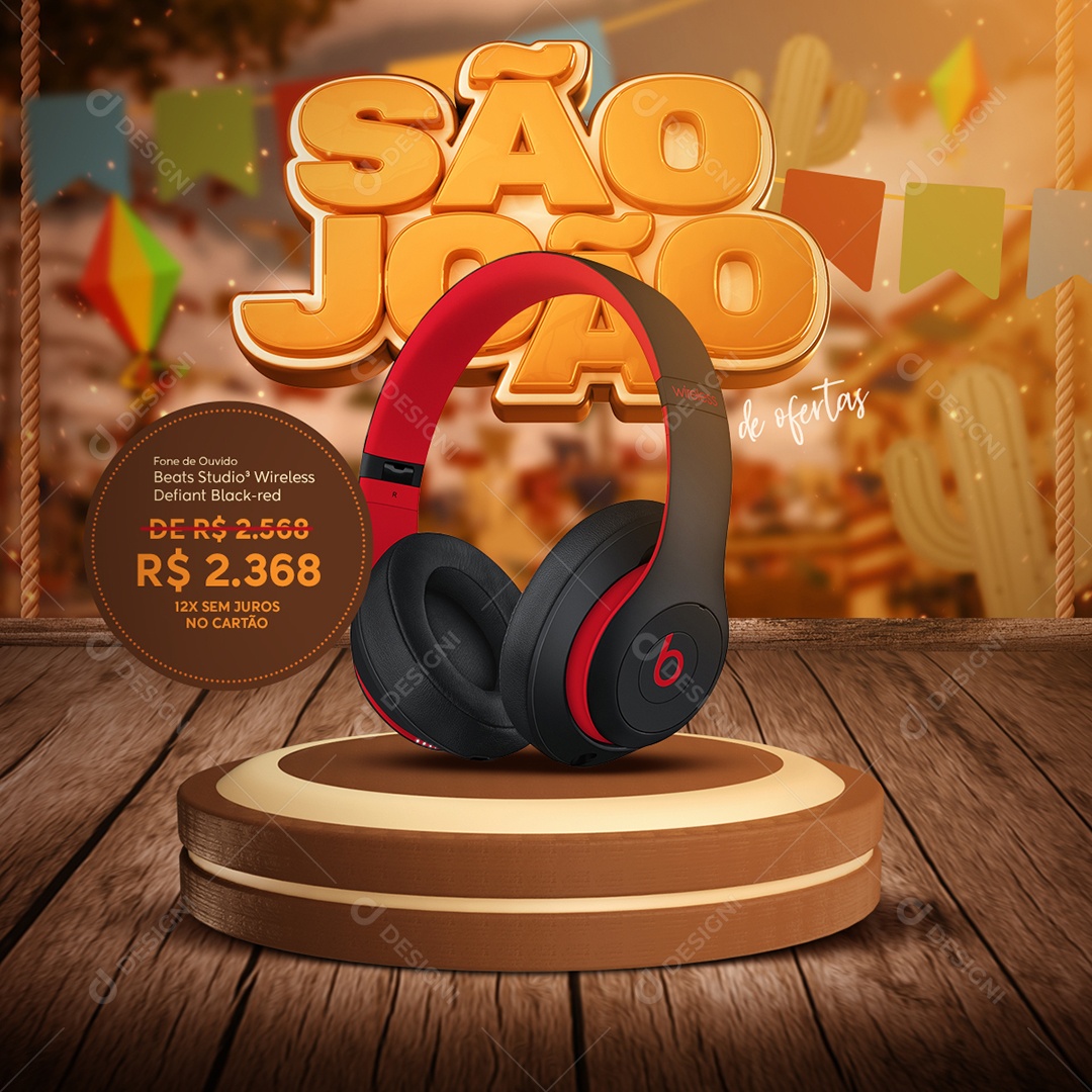 Social Media São João De Ofertas Fone De Ouvido PSD Editável